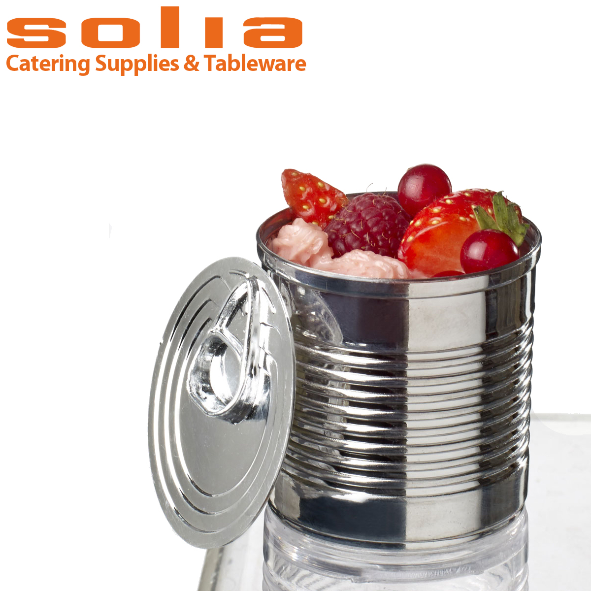 Solia Metallized Plastic Disposable Catering mini Tin Can Dish